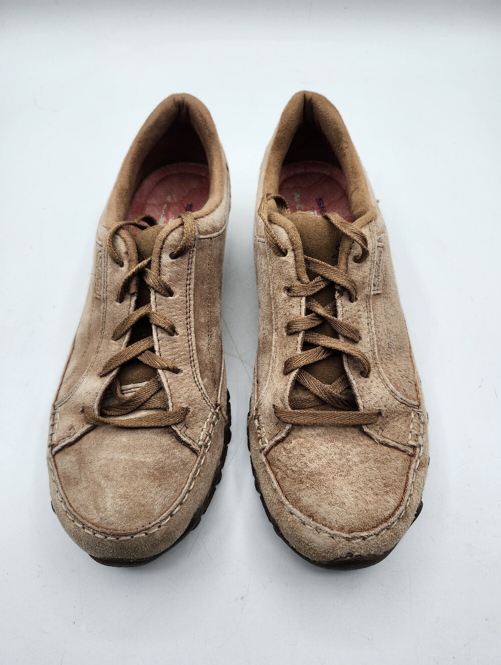 Skechers Women's Tan Suede Lace-Up Casual Sneakers